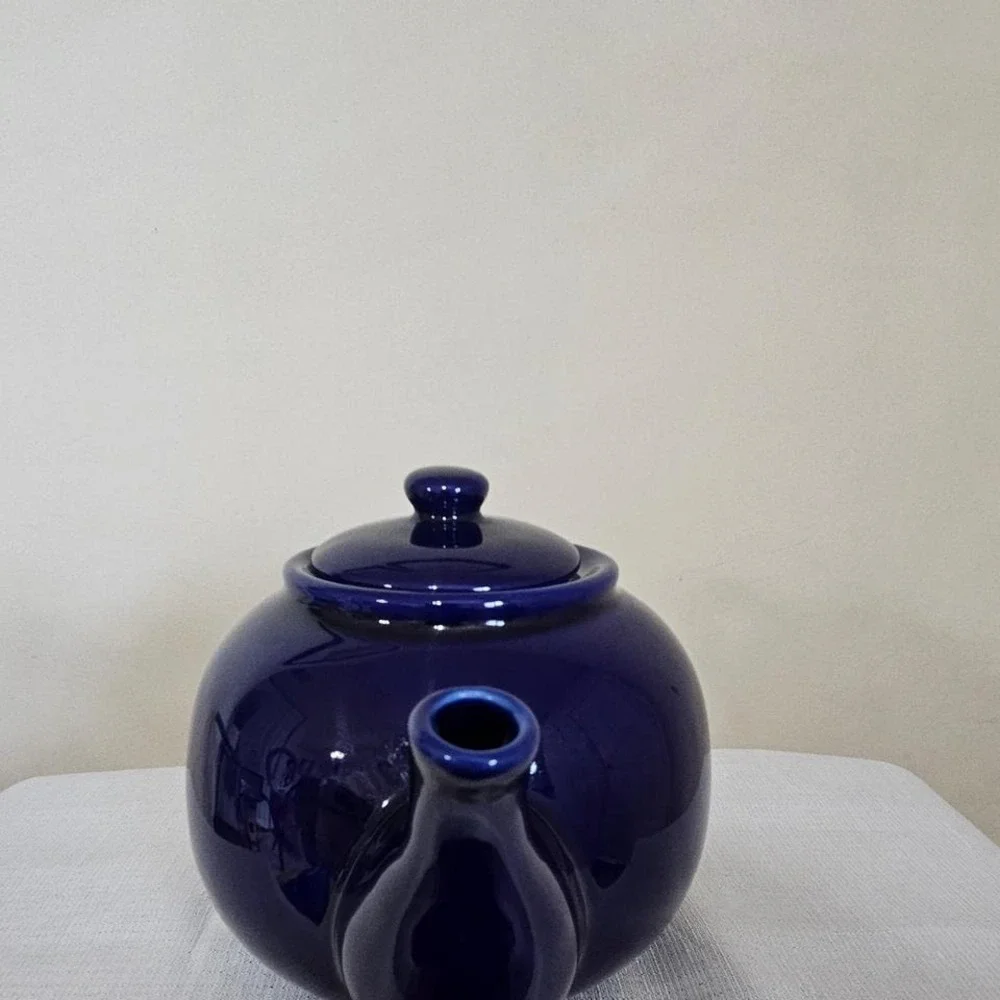 Vintage Cobalt Blue Ceramic Teapot